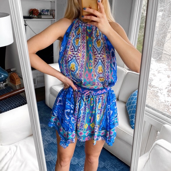 🦋 ZARA BOHO BLUE MULTI ASYMMETRICAL MINI SKIRT! - Picture 11 of 16